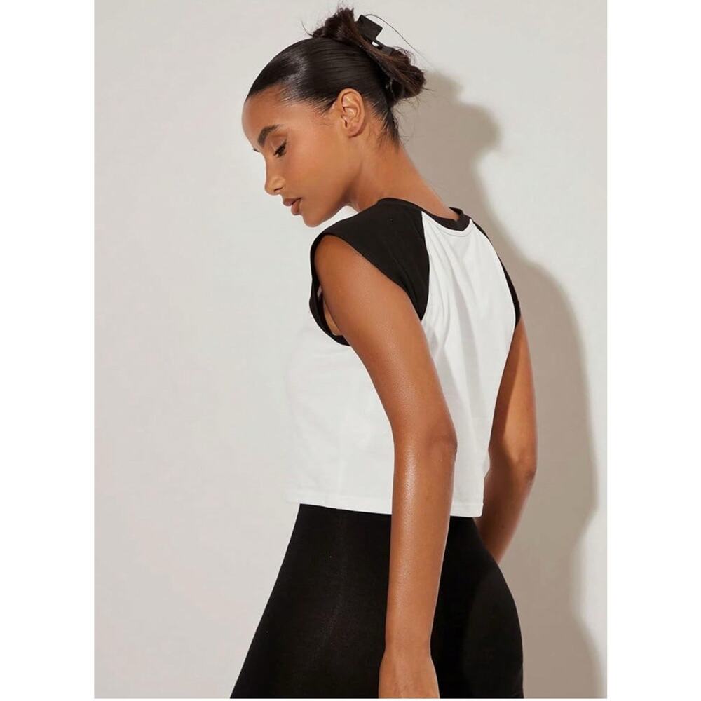 Wild Fable Casual Crew Neck Color Block Sleeveless Crop Tee Shirt Large - Picture 7 of 7